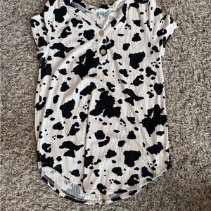 Black and White Cow Print Top